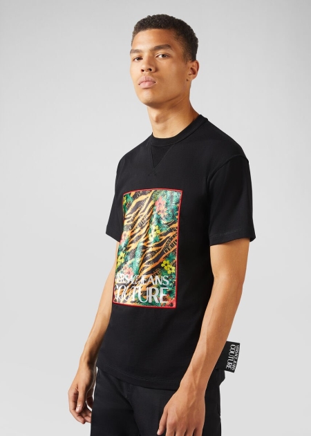 Versace Tropical Tiger Print T-shirt Herr - 487620QJI